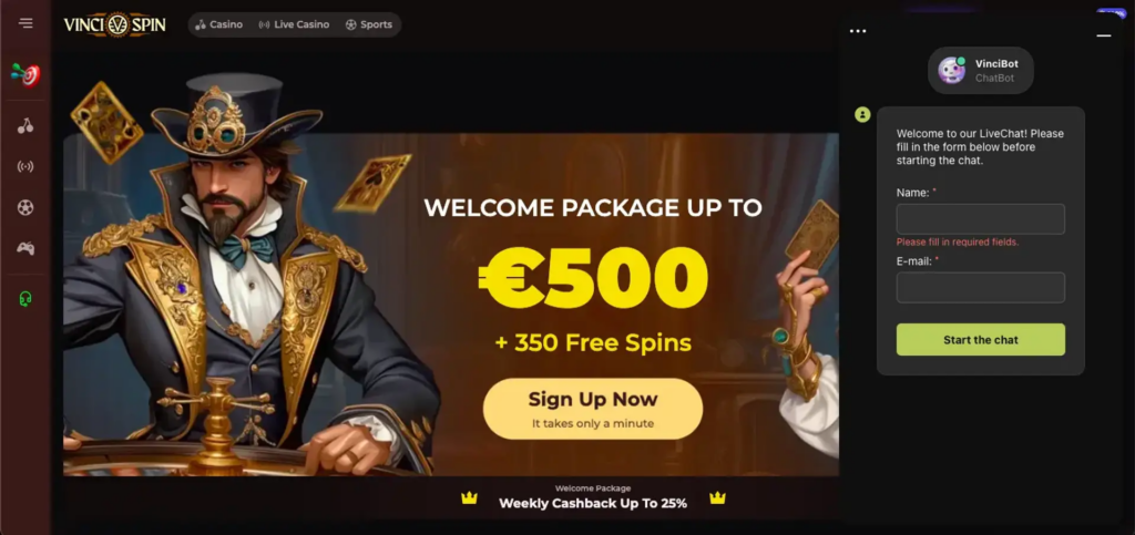 Vincispin Bonus di Benvenuto